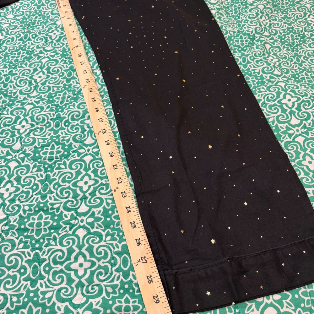 Victorias Secret Pajama Set Small Black Gold Star Celestial Button Top Pants NEW - Picture 8 of 10